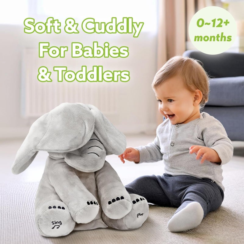Tippi Peek a Boo Elephant Toy - Interactive Singing Elephant Teddy with Flapping Ears - for Newborn Baby Boys or Girls - Peekaboo Soft Toy for Babies 0-12 Months + - Image 3